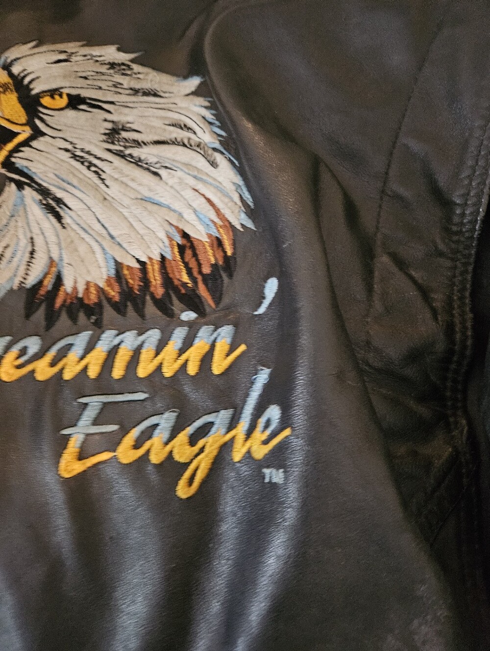 Vintage Screaming Eagle Leather Bomber Jacket - Picture 3 of 16